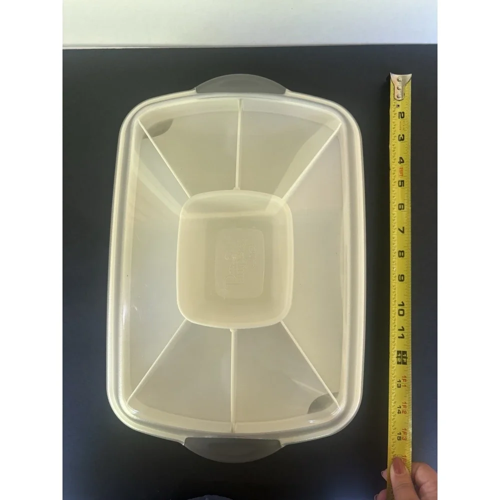 Pampered Chef Cool & Serve Rectangular Divided Serving Tray w/ Lid 100375